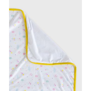 Βρεφική Βαμβακερή Κουβέρτα Λίκνου με Μπαλόνια & Λουλούδια Baby Hug 90x70cm Λίκνου (90x70cm) Άσπρο - 