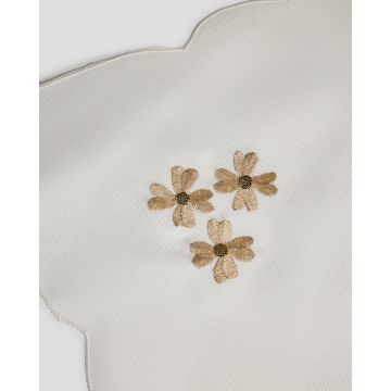 Σετ 4 τεμ Λινές Πετσέτες Φαγητού Κέντημα Μπεζ Μαργαρίτες 42x42cm Μπρονζέ - 