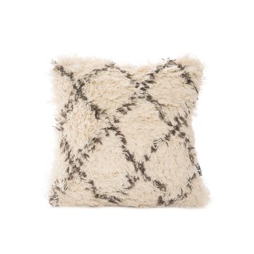 Μάλλινη Boho Διακοσμητική Μαξιλαροθήκη Σχέδιο Τετράγωνα Ravi 45x45cm 45x45cm Εκρού