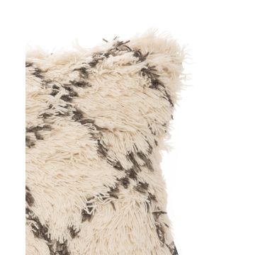 Μάλλινη Boho Διακοσμητική Μαξιλαροθήκη Σχέδιο Τετράγωνα Ravi 45x45cm 45x45cm Εκρού - 