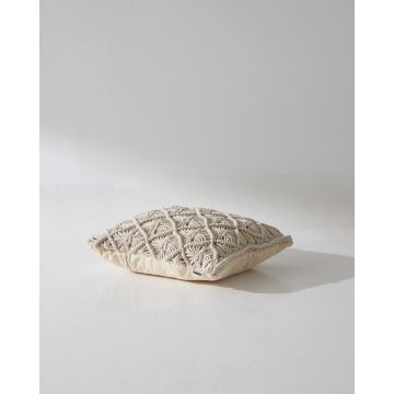 Boho Βαμβακερή Macrame Μαξιλαροθήκη Φιγούρας Luna 40x40cm 40x40cm Μπεζ - 