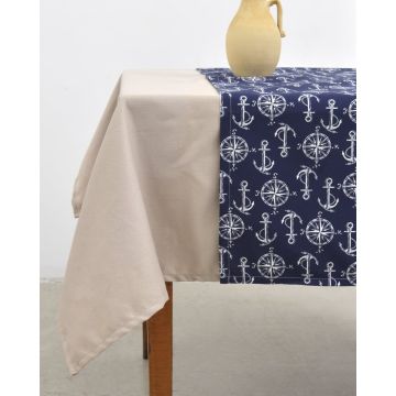 Τραβέρσα με Πυξίδες και Άγκυρες Angira 45x180cm Τραβέρσα (45x180cm) Μπλε Σκούρο - 