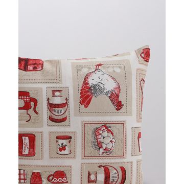 Διακοσμητική μαξιλαροθήκη Red Kitchen με αναπαραστάσεις 40x40cm Κόκκινο - 