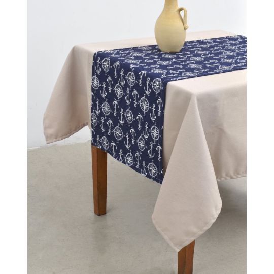 Τραβέρσα με Πυξίδες και Άγκυρες Angira Τραβέρσα (45x170cm) Μπλε Σκούρο