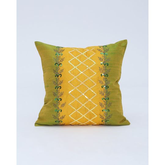 Διακοσμητική Μαξιλαροθήκη Κέντημα Ταφτάς Marion 40x40cm Κίτρινο