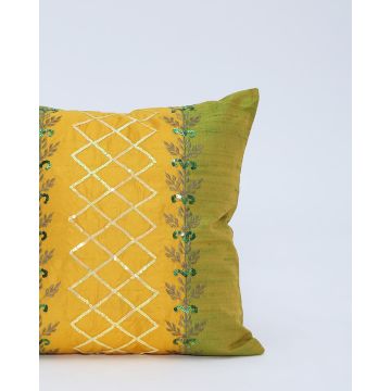 Διακοσμητική Μαξιλαροθήκη Κέντημα Ταφτάς Marion 40x40cm Κίτρινο - 