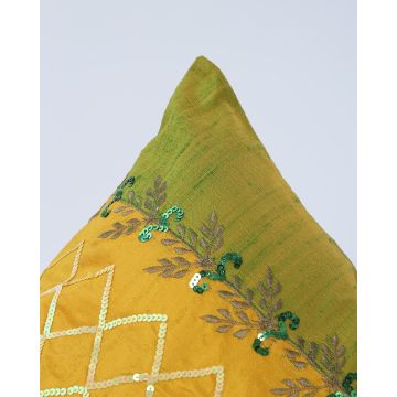 Διακοσμητική Μαξιλαροθήκη Κέντημα Ταφτάς Marion 40x40cm Κίτρινο - 