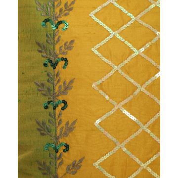 Διακοσμητική Μαξιλαροθήκη Κέντημα Ταφτάς Marion 40x40cm Κίτρινο - 