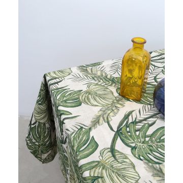 Λινό Εμπριμέ Τραπεζομάντηλο Monstera  12 ατόμων (165 x 280cm) - 