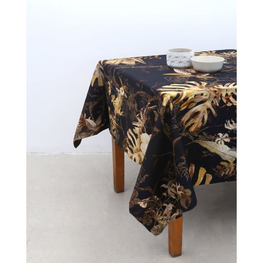 Λινό Εμπριμέ Τραπεζομάντηλο Golden Tropicalia 12 ατόμων (165x280cm)