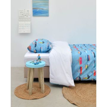 Microsilk Μονή Κομποζέ Παιδική Παπλωματοθήκη Ψηφιακή Εκτύπωση Boats Μονή (160x240cm) Σιέλ - 
