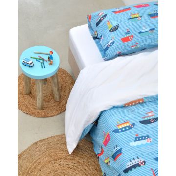 Microsilk Μονή Κομποζέ Παιδική Παπλωματοθήκη Ψηφιακή Εκτύπωση Boats Μονή (160x240cm) Σιέλ - 