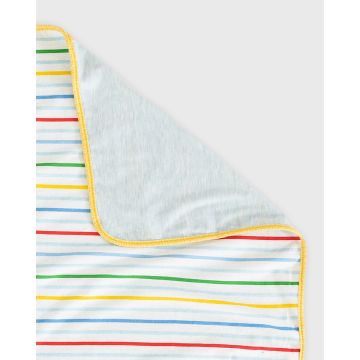 Βρεφική Βαμβακερή Κουβέρτα Λίκνου με Πολύχρωμο Ριγέ Με Ρέλι Baby Hug 90x70cm.  Λίκνου (90x70cm) Άσπρο - 