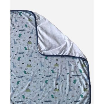 Βρεφική Βαμβακερή Κουβέρτα Λίκνου Σιέλ με Δεινόσαυρους Baby Hug 90x70cm Λίκνου (90x70cm) Σιέλ - 