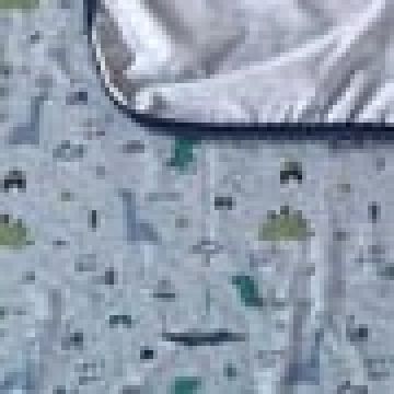 Βρεφική Βαμβακερή Κουβέρτα Λίκνου Σιέλ με Δεινόσαυρους Baby Hug 90x70cm Λίκνου (90x70cm) Σιέλ - 