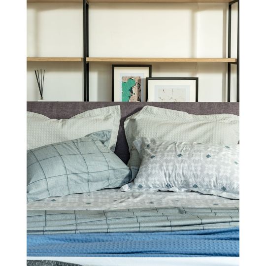 Βαμβακοσατέν Κομποζέ Ζεύγος Oxford Μαξιλαροθήκες Σχέδιο Γκρι-Σκ. Γκρι Καρό Nights 50x70+5cm 50x70 5cm