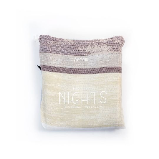 Βαμβακοσατέν Κομποζέ Ζεύγος Oxford Μαξιλαροθήκες Εμπριμέ Λιλά-Ριγέ Nights 50x70+5cm 50x70 5cm