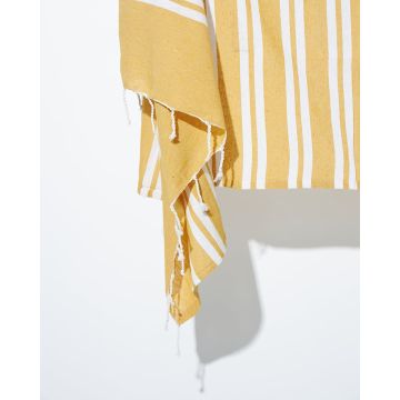 Κίτρινο Παρεό με Λευκές Ρίγες για Sauna/ Hammam Kaia 90x170cm Παρεό | 90x170cm Κίτρινο - 