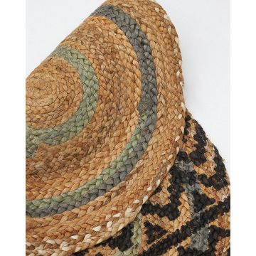 Ψάθα Πλεκτό Οικολογικό Οβάλ Χαλί Εισόδου Γιούτα Gimlet Design 1 50x80cm 50x80cm Μπεζ - 