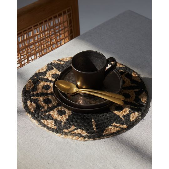 Ψάθα Στρογγυλό Πλεκτό Οικολογικό Σουπλά Γιούτας Gimlet Design 1 Φ30cm Διάμετρος 30cm Μπεζ