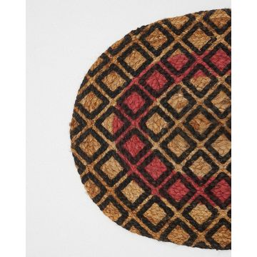 Ψάθα Πλεκτό Οικολογικό Οβάλ Χαλί Εισόδου Γιούτα Gimlet Design 5 40x60cm 40x60cm Μπεζ - 