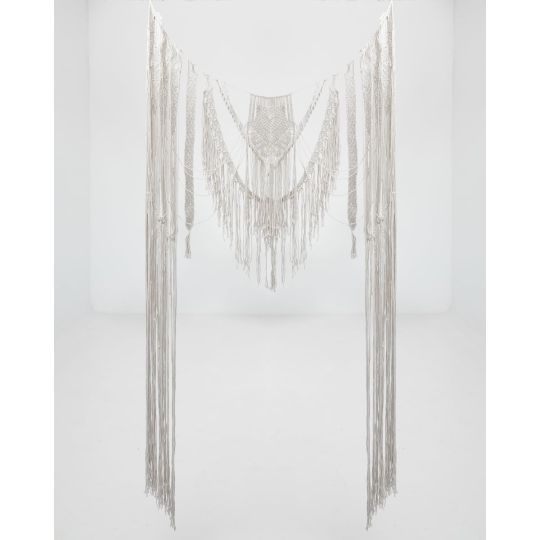 Βαμβακερή Πλεκτή Χειροποίητη Macrame Πάγος Κουρτίνα Ezra 180x250cm Στενό Φύλλο (180x250cm) Πάγος