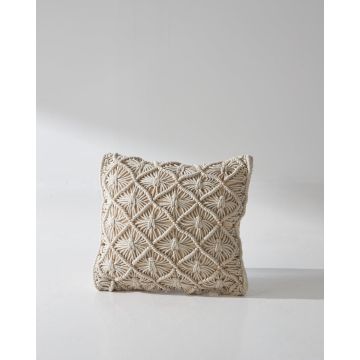 Boho Βαμβακερή Macrame Μαξιλαροθήκη Φιγούρας Luna 40x40cm 40x40cm Μπεζ - 
