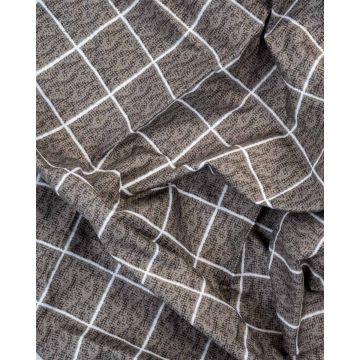 Microsilk Κομποζέ Εμπριμέ Oxford Ζεύγος Μαξιλαροθήκες Άσπρο-Μαύρο Καρό Nano 50x70+5cm 50x70 5cm Μαύρο - 