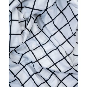 Microsilk Κομποζέ Εμπριμέ Oxford Ζεύγος Μαξιλαροθήκες Άσπρο-Μαύρο Καρό Nano 50x70+5cm 50x70 5cm Μαύρο - 