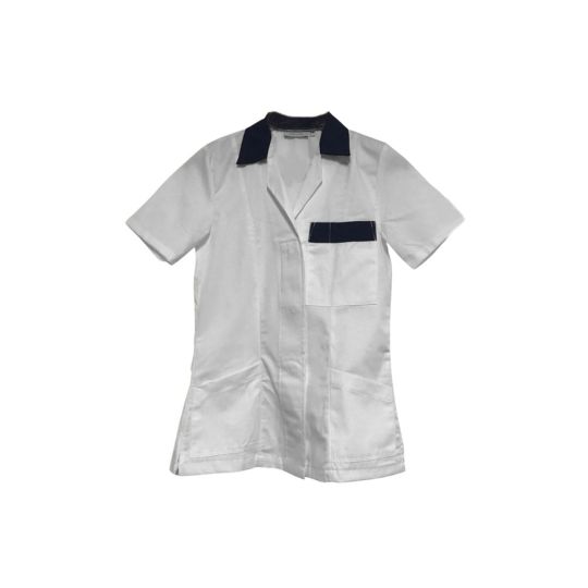 Γυναικεία Λευκή Ιατρική Μπλούζα με Κοντό Μανίκι & Κουμπιά Scrub Άσπρο