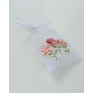 Πουγκί μπομπονιέρας Favours με κέντημα λουλουδιών One Size Άσπρο - 