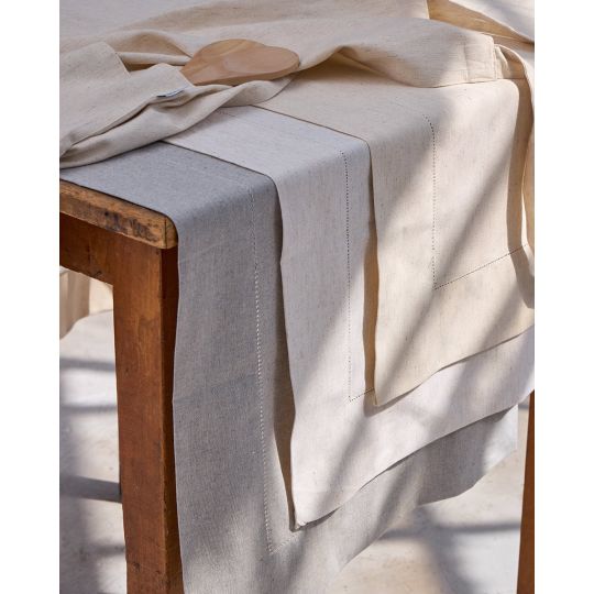 Λινή Τραβέρσα Runner με Αζούρ & Γαλλική Γωνία Amadora 50x150cm 3 Αποχρώσεις Τραβέρσα (50x150cm)