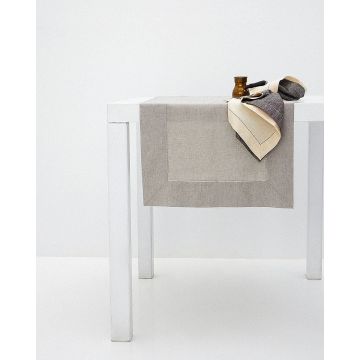 Λινή Τραβέρσα Runner με Αζούρ & Γαλλική Γωνία Amadora 50x150cm 3 Αποχρώσεις Τραβέρσα (50x150cm) - 