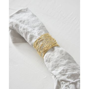 Δαχτυλίδι Πετσέτας Φαγητού Διάτρητο Σχέδιο Ορείχαλκος Ember 5x5cm One Size (5x5cm) Χρυσό - 