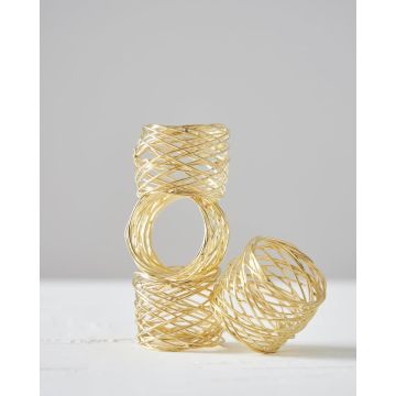 Δαχτυλίδι Πετσέτας Φαγητού Διάτρητο Σχέδιο Ορείχαλκος Ember 5x5cm One Size (5x5cm) Χρυσό - 