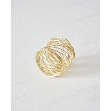 Δαχτυλίδι Πετσέτας Φαγητού Διάτρητο Σχέδιο Ορείχαλκος Ember 5x5cm One Size (5x5cm) Χρυσό - 