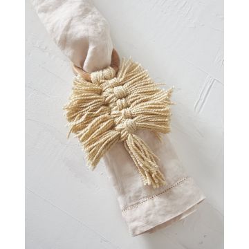 Ξύλινο Δαχτυλίδι Πετσέτας Φαγητού Κρίκος με Μακραμέ Reid 10x10x7cm One Size (10x10x7cm) - 