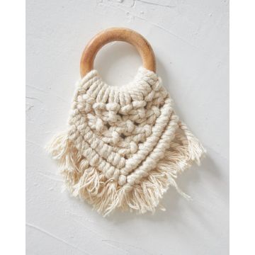 Ξύλινο Δαχτυλίδι Πετσέτας Φαγητού Κρίκος με Μακραμέ Aria One Size (10x10x6cm) Natural - 