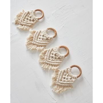 Ξύλινο Δαχτυλίδι Πετσέτας Φαγητού Κρίκος με Μακραμέ Aria One Size (10x10x6cm) Natural - 