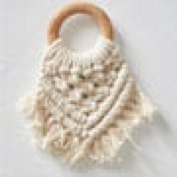 Ξύλινο Δαχτυλίδι Πετσέτας Φαγητού Κρίκος με Μακραμέ Aria One Size (10x10x6cm) Natural - 