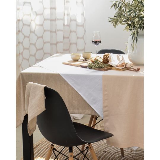 Έτοιμη Ραμμένη Ημιδιαφανής Δίχρωμη Κουρτίνα Mε Μεγάλες Κυψέλες Earlene Στενό Φύλλο (170x290cm)