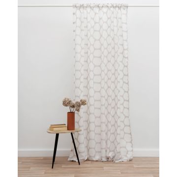 Έτοιμη Ραμμένη Ημιδιαφανής Δίχρωμη Κουρτίνα Mε Μεγάλες Κυψέλες Earlene Στενό Φύλλο (170x290cm) - 
