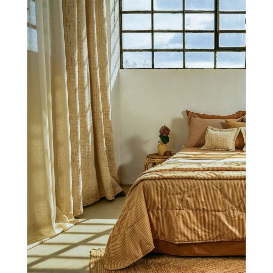 Βαμβακερή Μονόχρωμη Έτοιμη Ραμμένη Κουρτίνα Αργαλειού με Κρίκους Abelin 180x260cm σε 2 Αποχρώσεις Στενό Φύλλο (180x260cm)