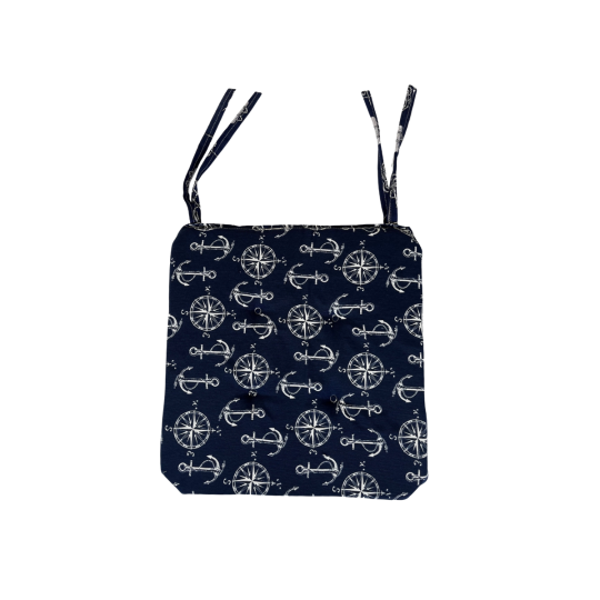 Λονέτα Τετράγωνο Μαξιλάρι Καρέκλας Angira 45x45cm 45x45cm Μπλε Σκούρο