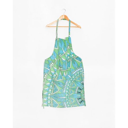 Βαμβακερή Ποδιά Κουζίνας Με Γεωμετρικά Σχέδια Kacy 56x87.5cm One Size (56x87.5cm) Πράσινο