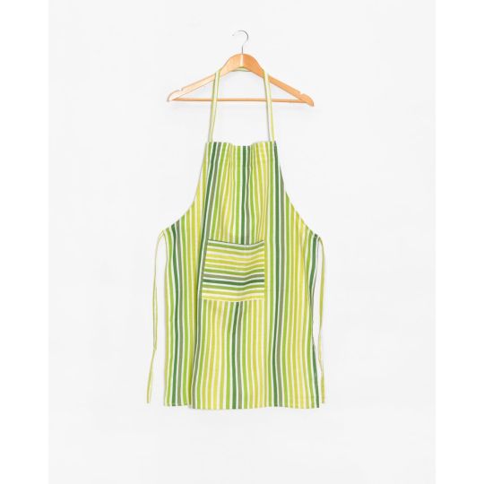 Βαμβακερή Ποδιά Κουζίνας Με Πράσινο Ριγέ Εμπριμέ Neko 55x86cm One Size (55x86cm) Λαχανί