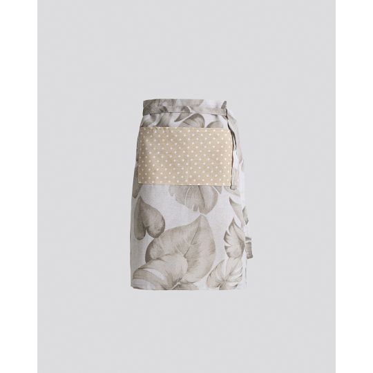 Εμπριμέ Ποδιά Μέσης με Πουά Τσέπη Monstera Μέσης (55x68cm)