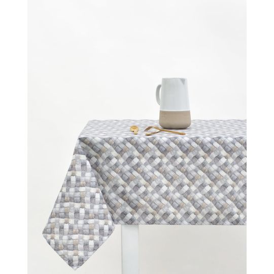 Ροτόντα Τραπεζομάντηλο με Διαγώνιο Σχέδιο Banasto Γκρι