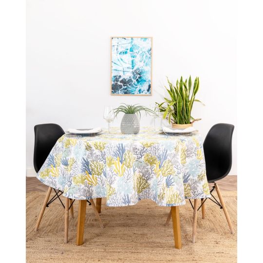 Ροτόντα Τραπεζομάντηλο με Σχέδιο Κοράλια Sealife Άκουα