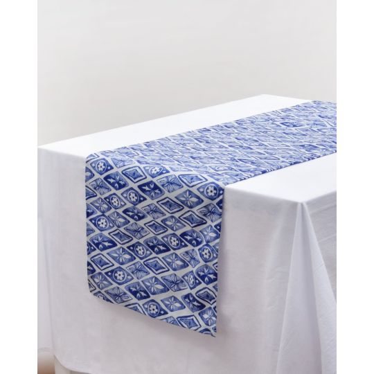 Τραβέρσα Λονέτα Σχέδιο Ρόμβοι Taranto 45x172cm Τραβέρσα (45x172cm) Μπλε